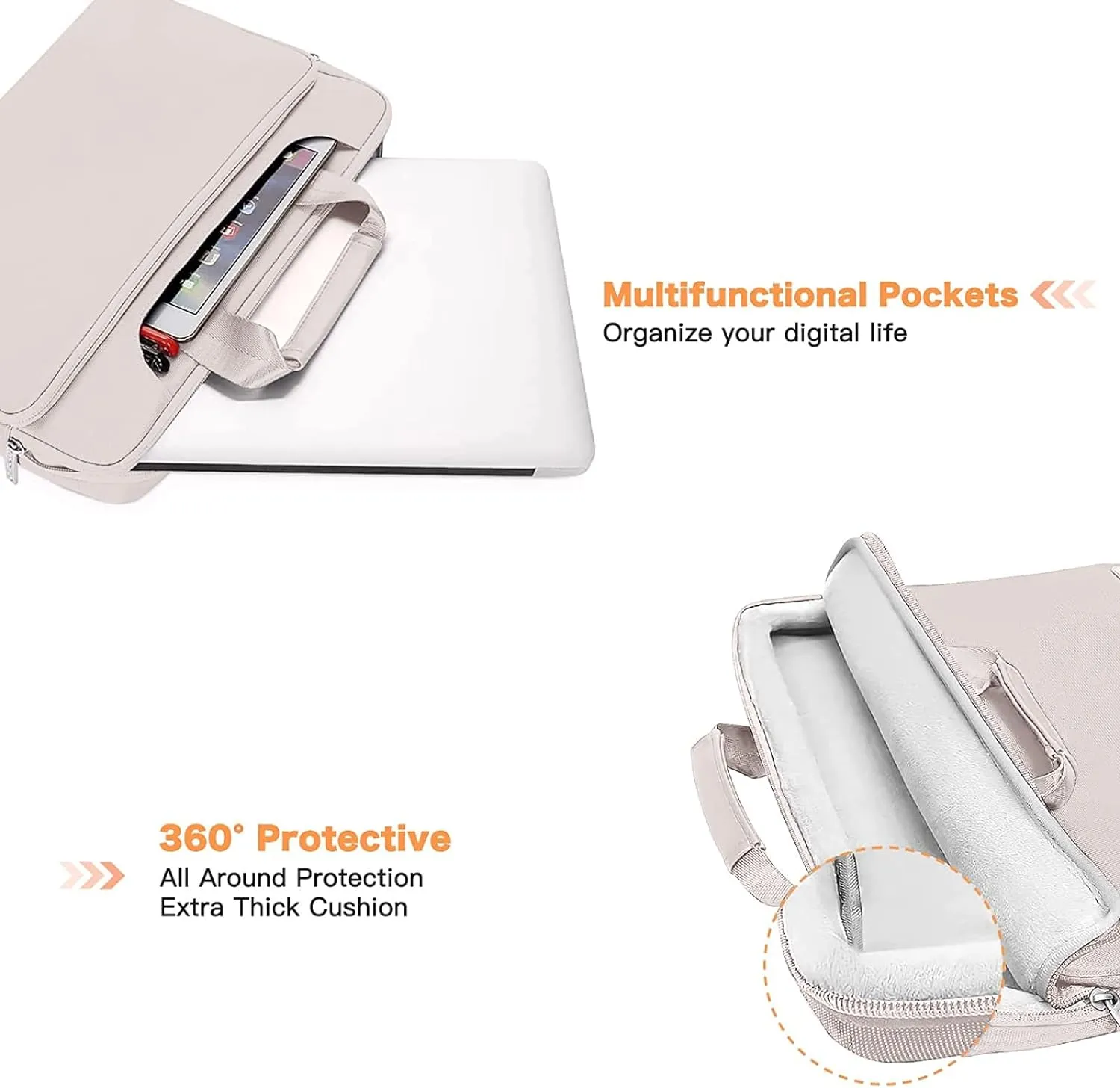 MOSISO 360 Protective Laptop Shoulder Bag Compatible with MacBook Air/Pro, 13-13.3 inch Notebook, Compatible with MacBook Pro 14 inch M4 M3 M2 M1,Matching Color Sleeve with Belt, Stone Gray
