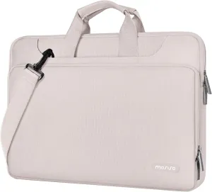 MOSISO 360 Protective Laptop Shoulder Bag Compatible with MacBook Air/Pro, 13-13.3 inch Notebook, Compatible with MacBook Pro 14 inch M4 M3 M2 M1,Matching Color Sleeve with Belt, Stone Gray