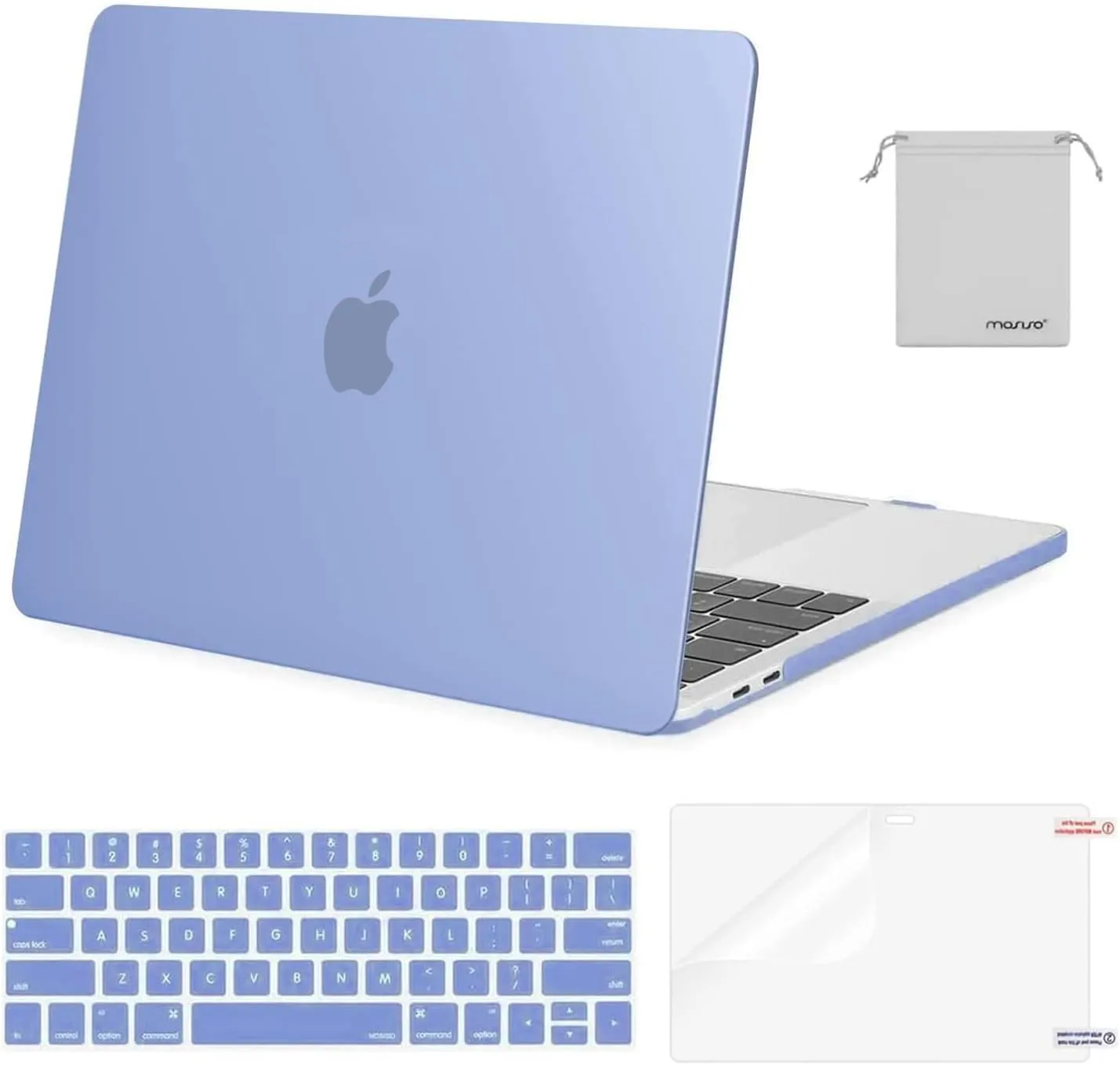 MOSISO Compatible with MacBook Pro 13 inch Case M2 2025, 2024, 2023, 2022-2016 A2338 M1 A2251 A2289 A2159 A1989 A1708 A1706, Plastic Hard Shell&Keyboard Cover&Screen Film&Storage Bag, Serenity Blue