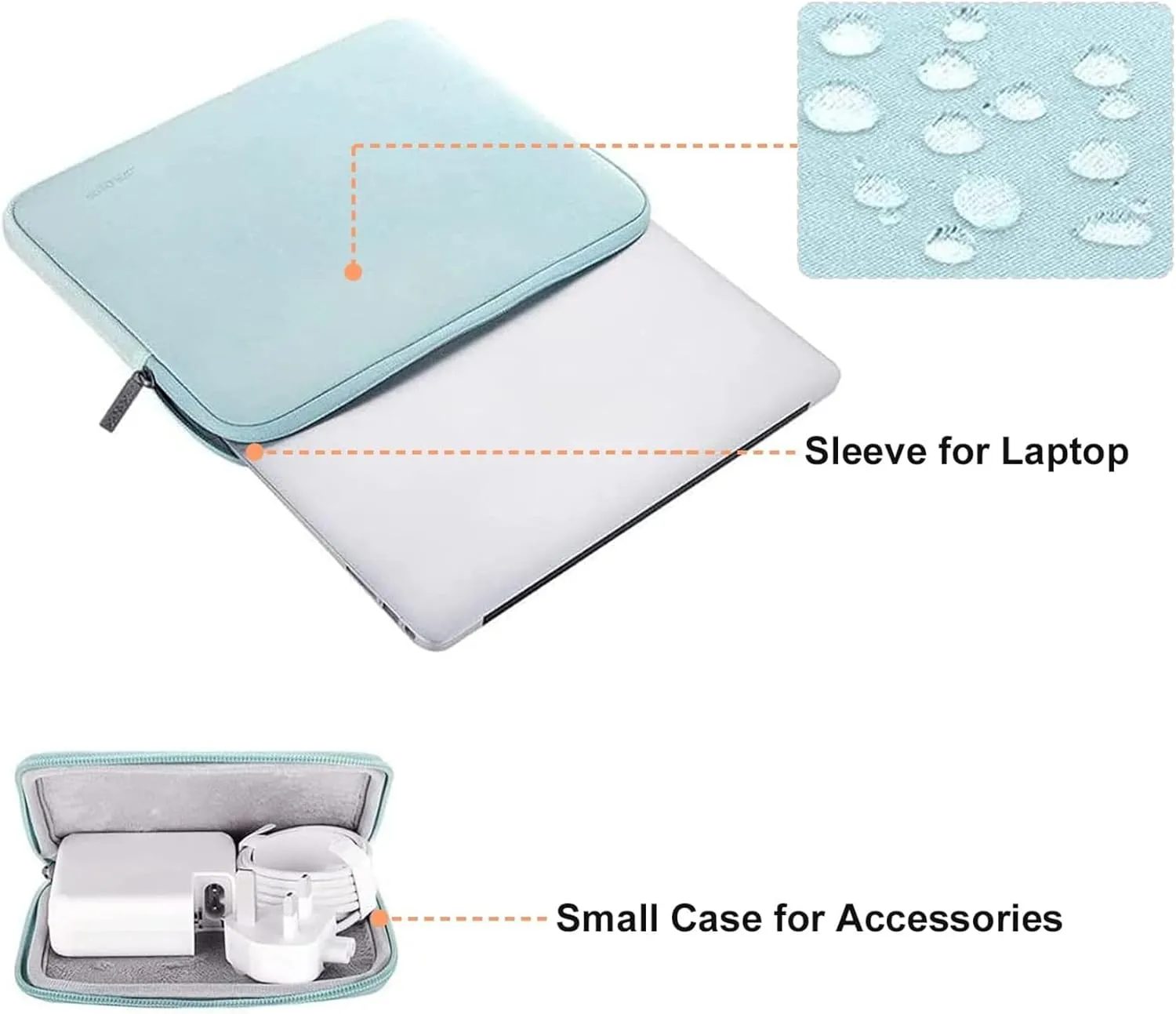 MOSISO Laptop Case 13.3 inch, 13-13.3 inch Laptop Sleeve Bag Compatible with MacBook Air/Pro 13 / Pro 14, HP Dell ASUS Lenovo Notebook, Neoprene Computer Sleeve Bag with Small Case, Mint Green