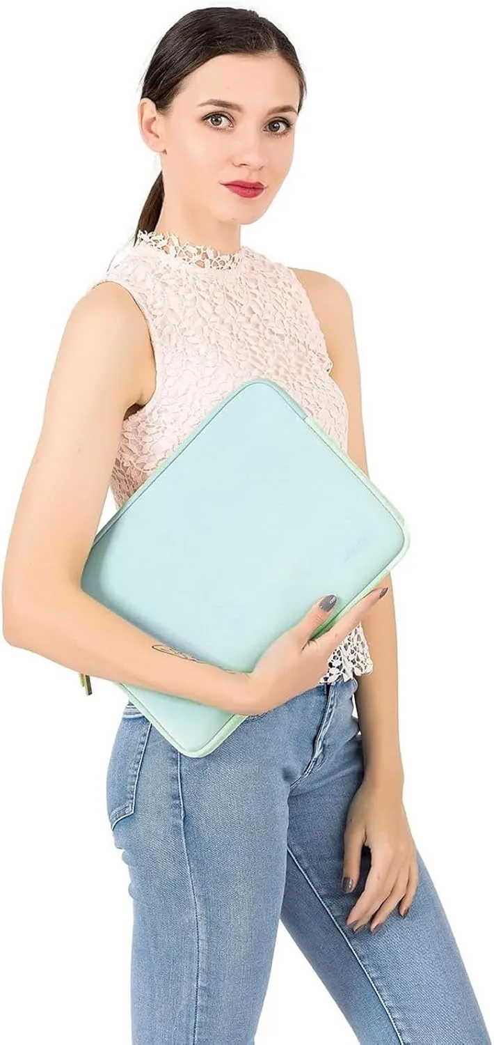 MOSISO Laptop Case 13.3 inch, 13-13.3 inch Laptop Sleeve Bag Compatible with MacBook Air/Pro 13 / Pro 14, HP Dell ASUS Lenovo Notebook, Neoprene Computer Sleeve Bag with Small Case, Mint Green