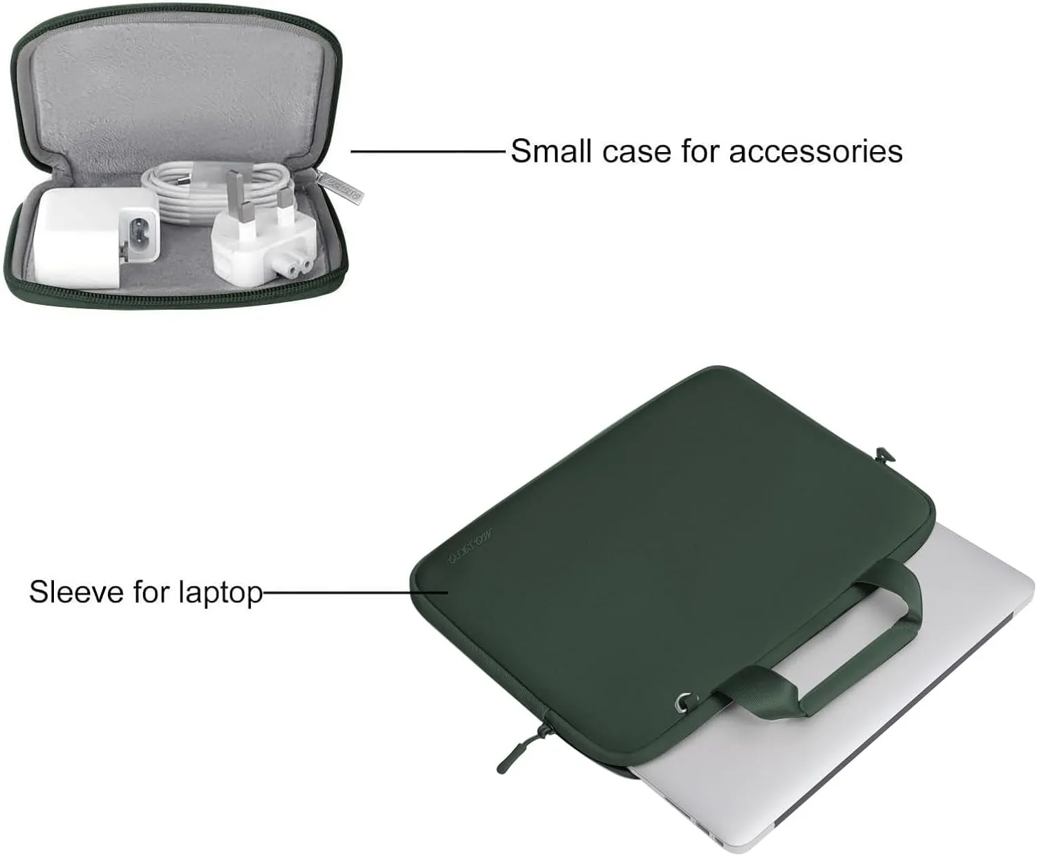 MOSISO Laptop Case 13.3 inch, 13-13.3 inch Laptop Sleeve Bag Compatible with MacBook Air/Pro 13 / Pro 14, HP Dell ASUS, Neoprene Carrying Computer Bag with Handle&Detachable Small Case, Emerald Green