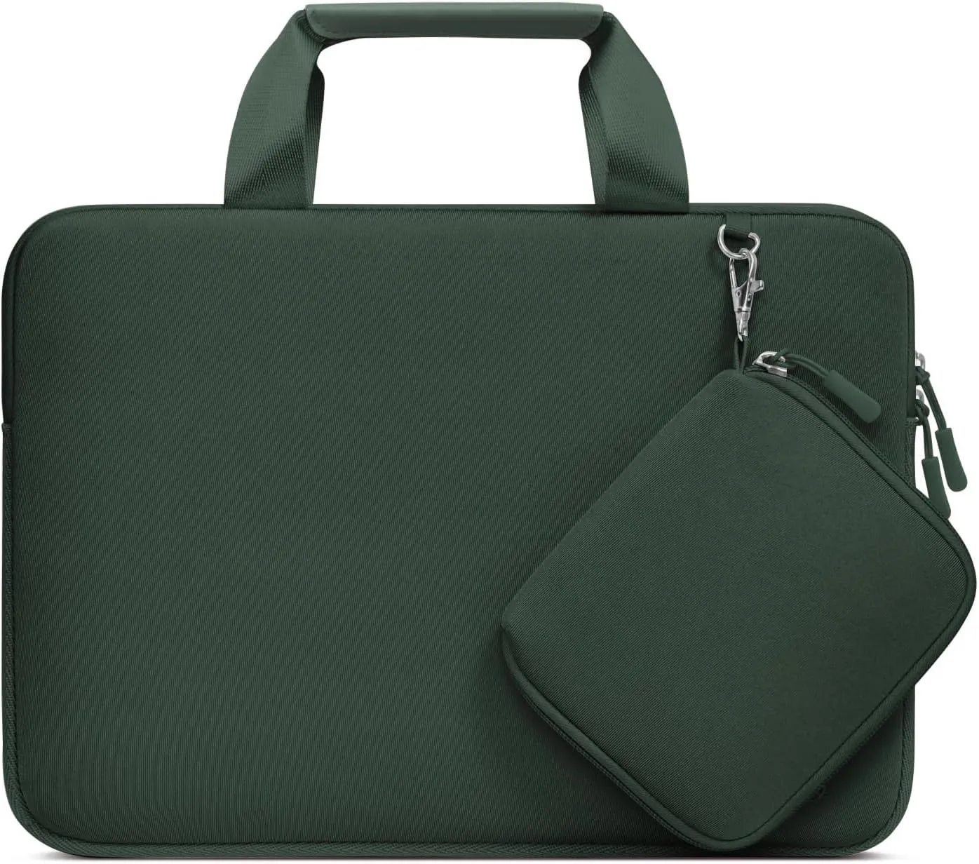 MOSISO Laptop Case 13.3 inch, 13-13.3 inch Laptop Sleeve Bag Compatible with MacBook Air/Pro 13 / Pro 14, HP Dell ASUS, Neoprene Carrying Computer Bag with Handle&Detachable Small Case, Emerald Green