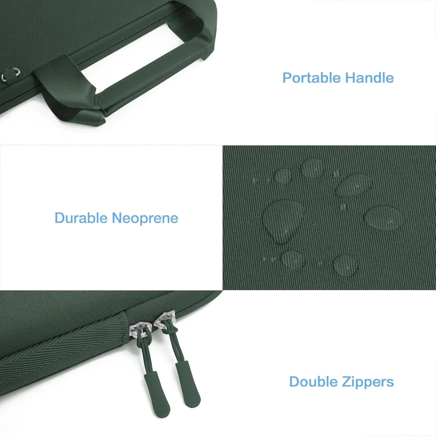 MOSISO Laptop Case 13.3 inch, 13-13.3 inch Laptop Sleeve Bag Compatible with MacBook Air/Pro 13 / Pro 14, HP Dell ASUS, Neoprene Carrying Computer Bag with Handle&Detachable Small Case, Emerald Green
