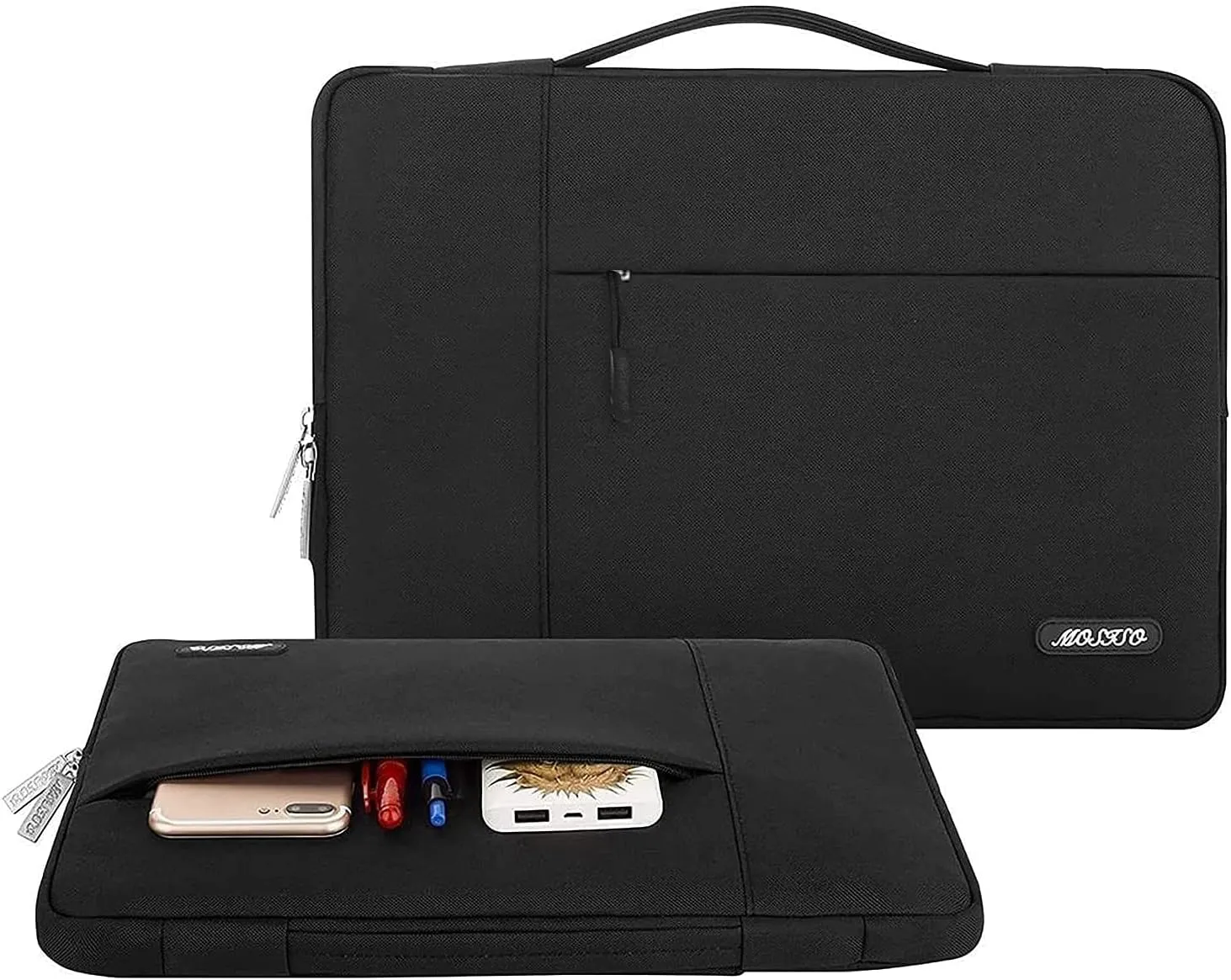 MOSISO Laptop Case 13.3 inch, 13-14 inch Laptop Sleeve with Handle Compatible with MacBook Air/Pro 13 / Pro 14, HP Dell ASUS Lenovo Notebook, Polyester Multifunctional Computer Bag, Black