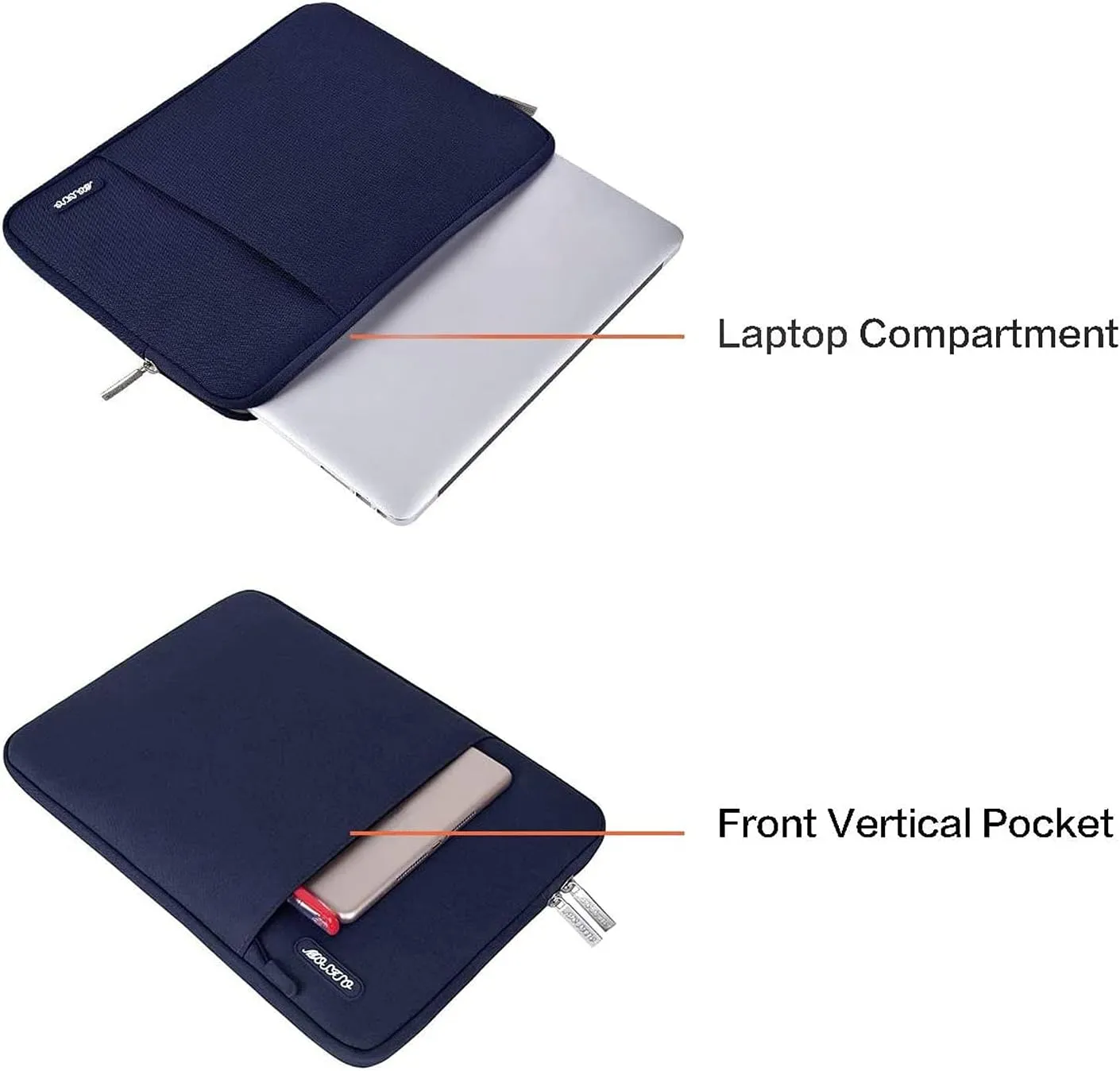 MOSISO Laptop Case 15 inch, 15 inch Laptop Sleeve Compatible with MacBook Air 15 M4 A3241 M3 A3114 M2 A2941 2025 2024 2023,Dell XPS 15,Polyester Vertical Computer Sleeve Bag with Pocket, Navy Blue