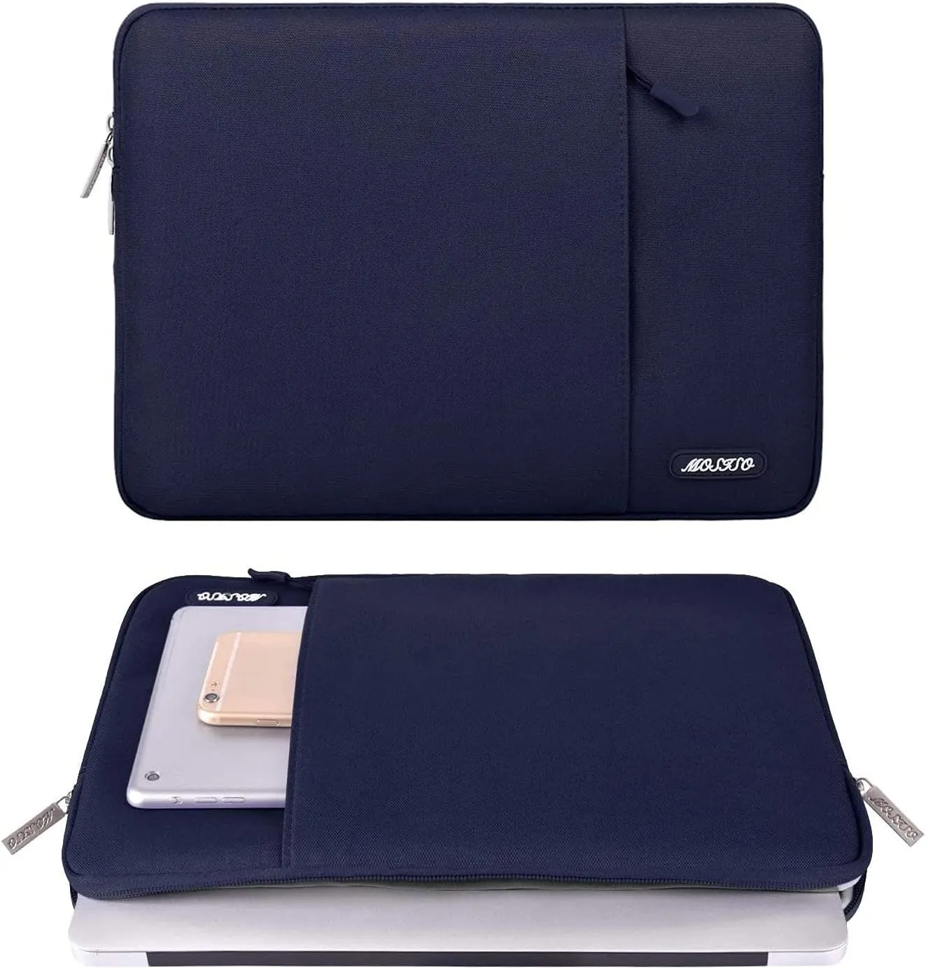 MOSISO Laptop Case 15 inch, 15 inch Laptop Sleeve Compatible with MacBook Air 15 M4 A3241 M3 A3114 M2 A2941 2025 2024 2023,Dell XPS 15,Polyester Vertical Computer Sleeve Bag with Pocket, Navy Blue