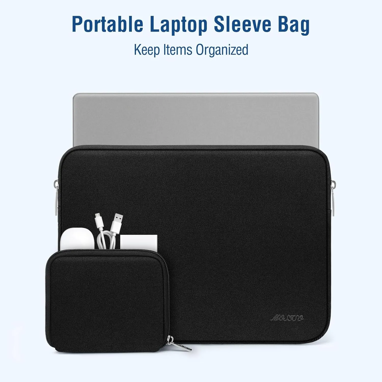 MOSISO Laptop Case 18.5 inch, 18-18.5 inch Laptop Sleeve Bag Compatible with ASUS Gaming Monitor HP Dell Lenovo Notebook, Neoprene Computer Sleeve Bag with Small Case, Black