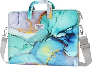 MOSISO Laptop Shoulder Bag Compatible with MacBook Air 13 inch M3 M2 M1 2018-2024 / Pro 13 inch M2 M1 2016-2024,Carrying Briefcase Sleeve with Belt Marble MO-MBH189