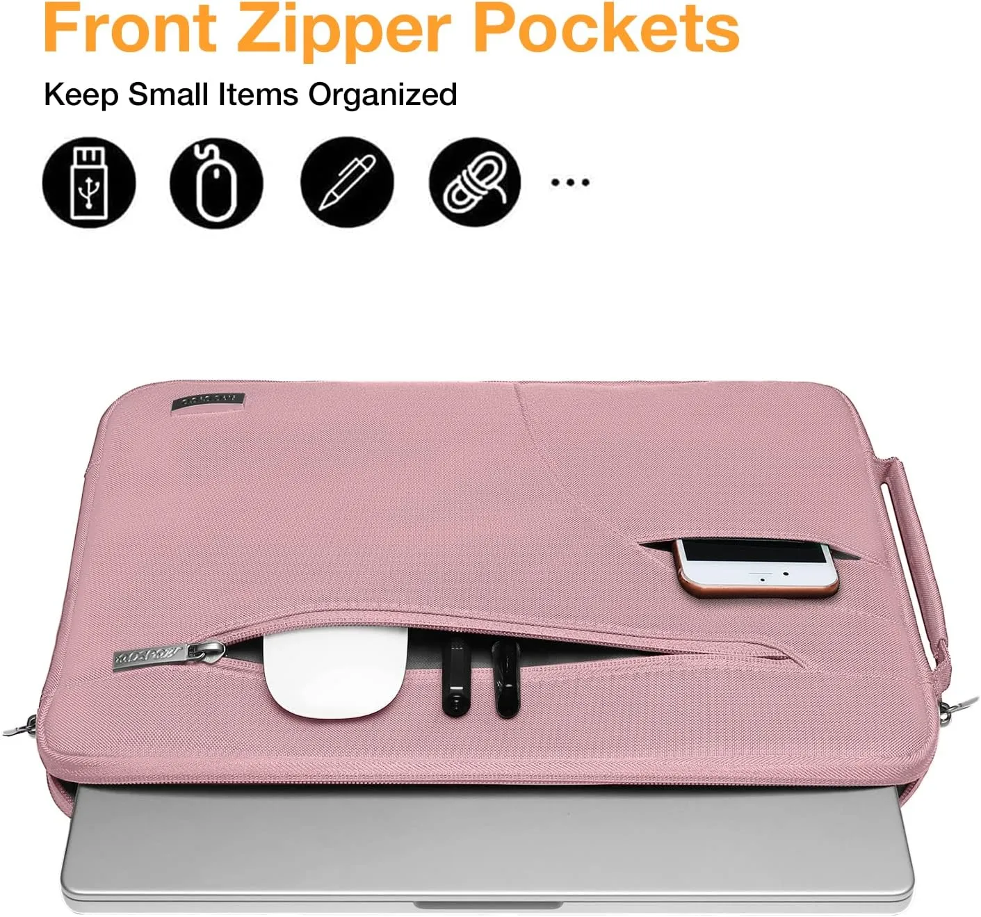 MOSISO Laptop Shoulder Bag Compatible with MacBook Air 15 inch M2 A2941 2023 / Pro 15 A1990 A1707, 15 inch Surface Laptop 5/4/3, HP Stream 14, Polyester Briefcase Sleeve with Side Handle, Pink