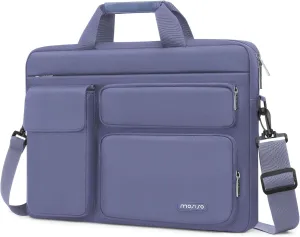 MOSISO Laptop Shoulder Bag Compatible with MacBook Air 15 M4 M3 M2/Pro 16 inch M4 M3 M2 M1,15-15.6 inch Notebook with 2 Raised&1 Flapover&1 Horizontal Pocket&Handle&Belt, Lavender Gray