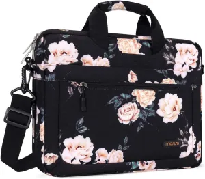 MOSISO Laptop Shoulder Bag Compatible with MacBook Air/Pro, 13-13.3 inch Notebook, Compatible with MacBook Pro 14 inch M4 M3 M2 M1 Chip Pro Max, Camellia Sleeve with Adjustable Depth at Bottom, Black