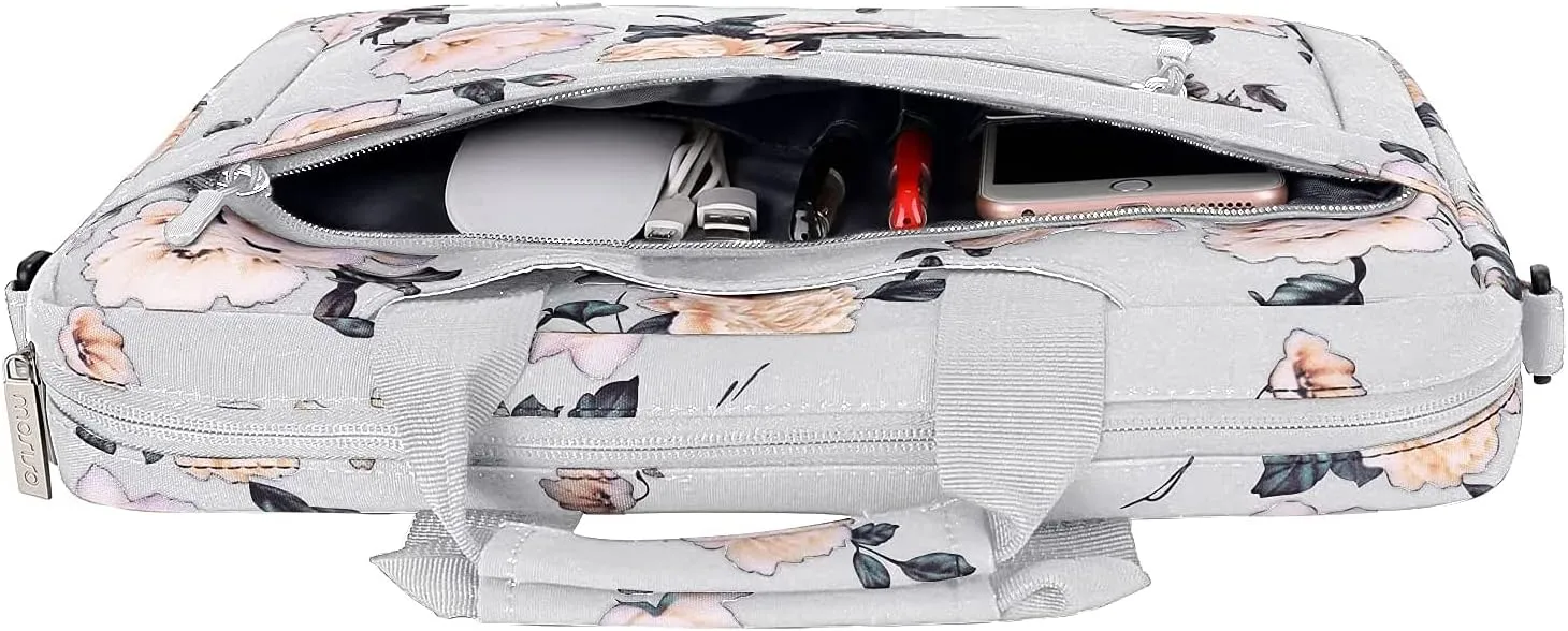 MOSISO Laptop Shoulder Bag Compatible with MacBook Air/Pro, 13-13.3 inch Notebook, Compatible with MacBook Pro 14 inch M4 M3 M2 M1 Chip Pro Max, Camellia Sleeve with Adjustable Depth at Bottom, Grey