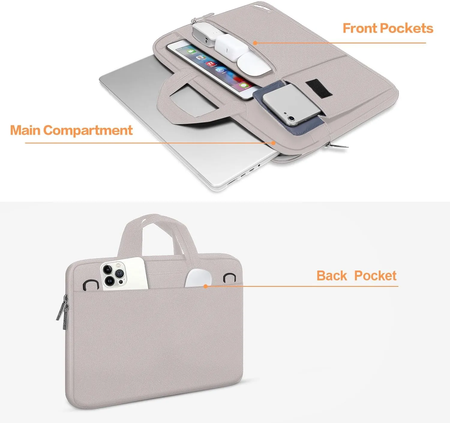 MOSISO Laptop Shoulder Bag Compatible with MacBook Pro 16 inch 2023-2019 M3 A2991 M2 A2780 M1 A2485 A2141/Pro 15 A1398,15-15.6 inch Notebook,Polyester Flapover Briefcase Sleeve Case, Rock Gray