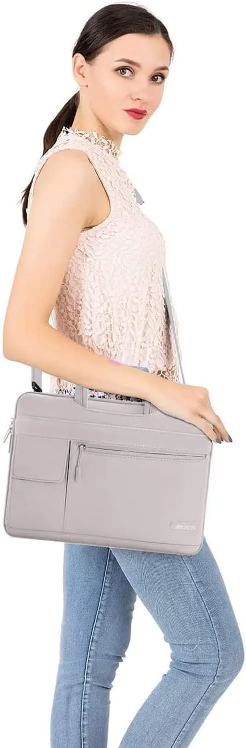 MOSISO Laptop Shoulder Bag Compatible with MacBook Pro 16 inch 2023-2019 M3 A2991 M2 A2780 M1 A2485 A2141/Pro 15 A1398,15-15.6 inch Notebook,Polyester Flapover Briefcase Sleeve Case, Rock Gray