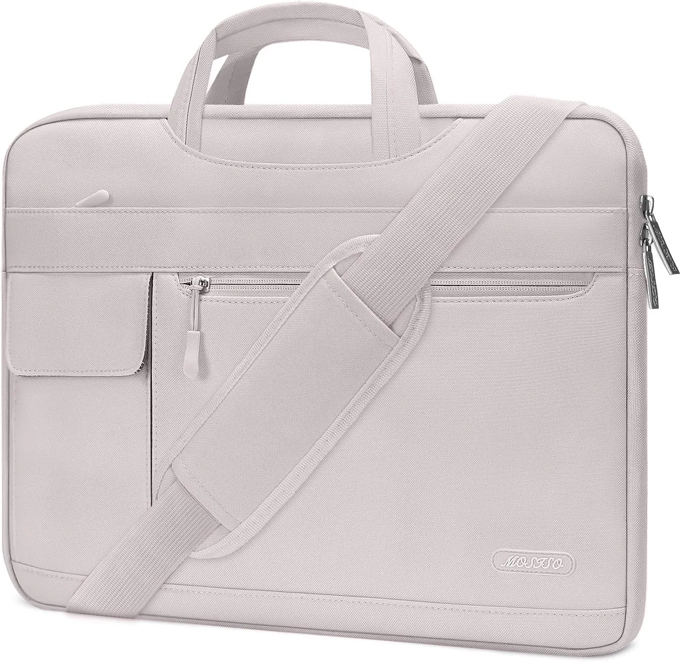 MOSISO Laptop Shoulder Bag Compatible with MacBook Pro 16 inch 2023-2019 M3 A2991 M2 A2780 M1 A2485 A2141/Pro 15 A1398,15-15.6 inch Notebook,Polyester Flapover Briefcase Sleeve Case, Rock Gray