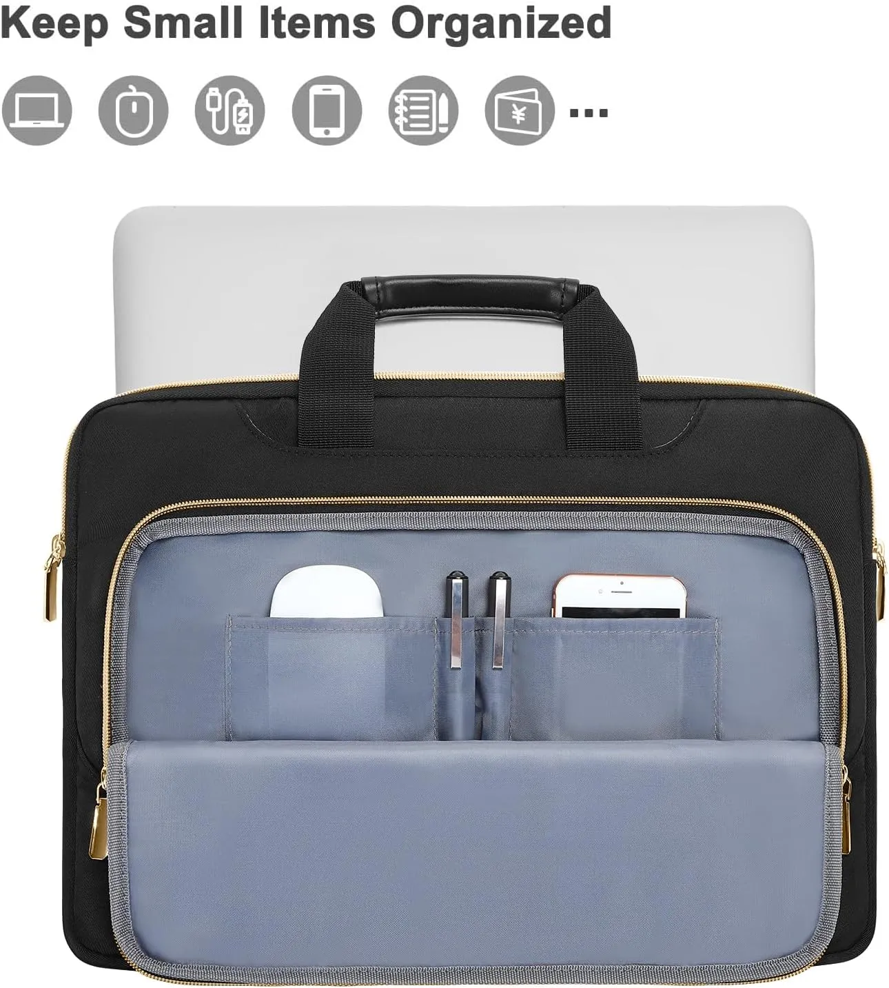 MOSISO Laptop Shoulder Bag,15-15.6 inch Computer Bag Compatible with MacBook Pro 16, HP, Dell, Lenovo, Asus Notebook,Messenger Briefcase with Front Inverted Trapezoid Quilted Pocket, Black