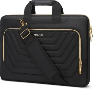 MOSISO Laptop Shoulder Bag,15-15.6 inch Computer Bag Compatible with MacBook Pro 16, HP, Dell, Lenovo, Asus Notebook,Messenger Briefcase with Front Inverted Trapezoid Quilted Pocket, Black