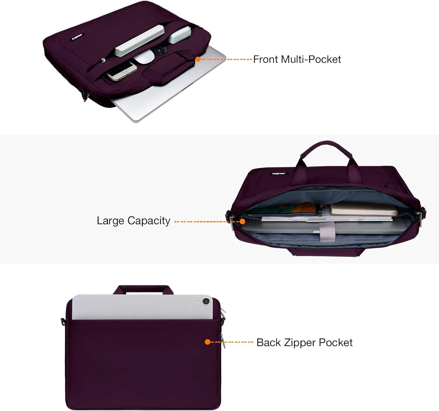 MOSISO Laptop Shoulder Messenger Bag Compatible with MacBook Air/Pro,13-13.3 inch Notebook,Compatible with MacBook Pro 14 inch M3 M2 M1 Pro Max 2023-2021 with Adjustable Depth at Bottom,Magenta Purple