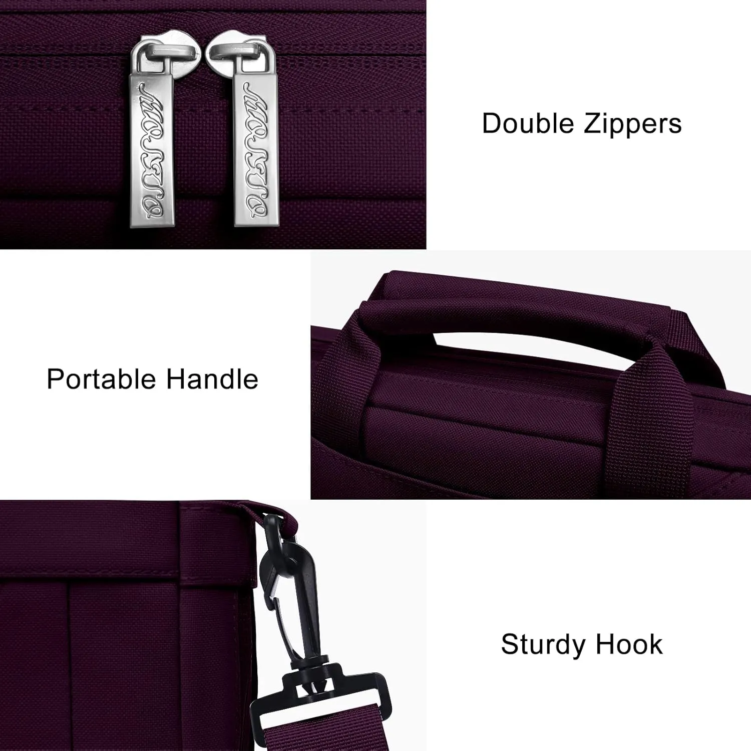 MOSISO Laptop Shoulder Messenger Bag Compatible with MacBook Air/Pro,13-13.3 inch Notebook,Compatible with MacBook Pro 14 inch M3 M2 M1 Pro Max 2023-2021 with Adjustable Depth at Bottom,Magenta Purple
