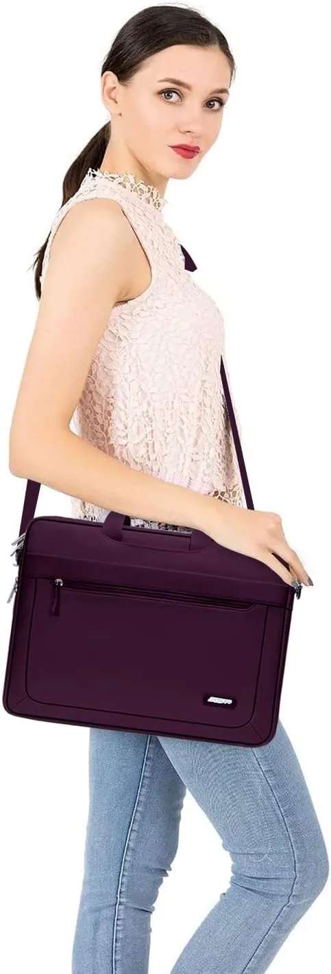 MOSISO Laptop Shoulder Messenger Bag Compatible with MacBook Air/Pro,13-13.3 inch Notebook,Compatible with MacBook Pro 14 inch M3 M2 M1 Pro Max 2023-2021 with Adjustable Depth at Bottom,Magenta Purple