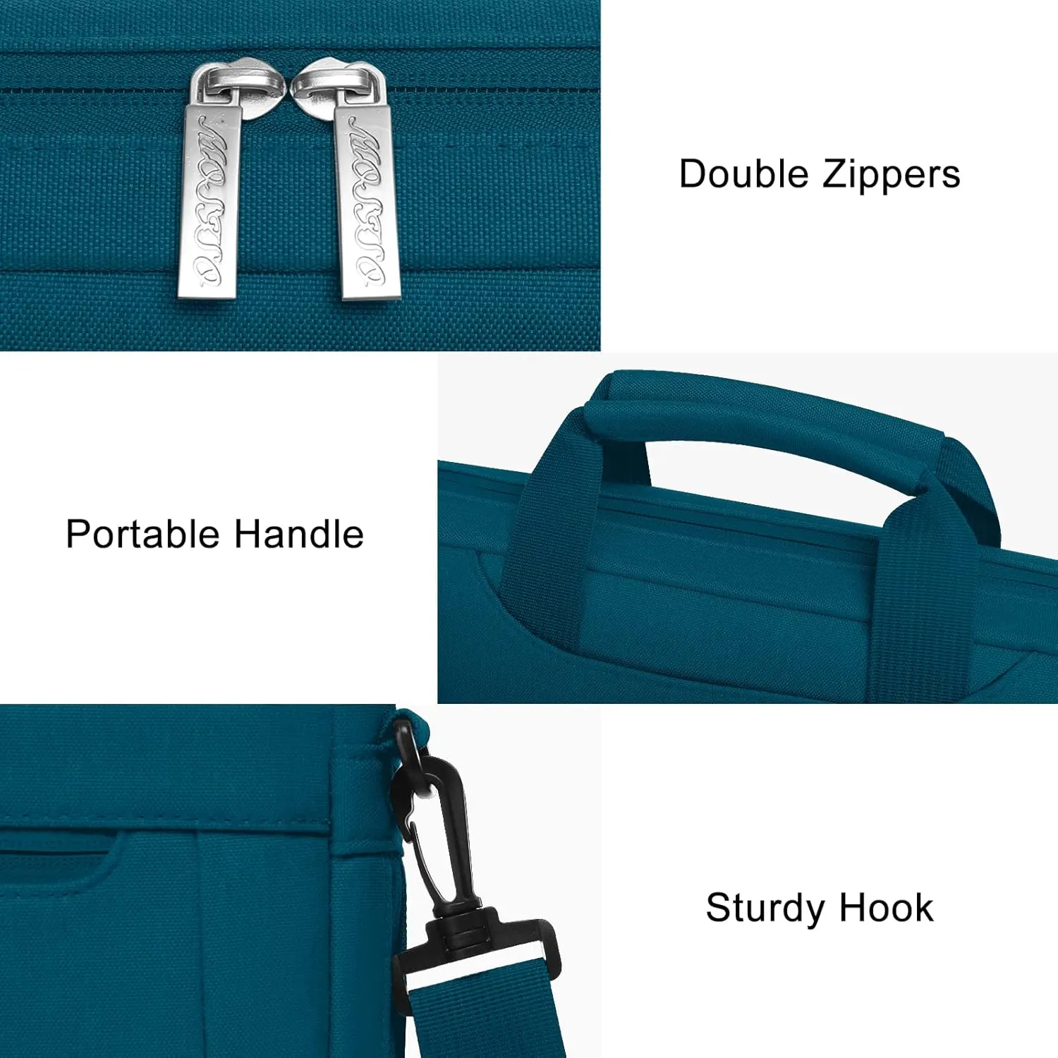 MOSISO Laptop Shoulder Messenger Bag with Adjustable Depth, Compatible with MacBook Air/Pro/14 inch - Deep Teal