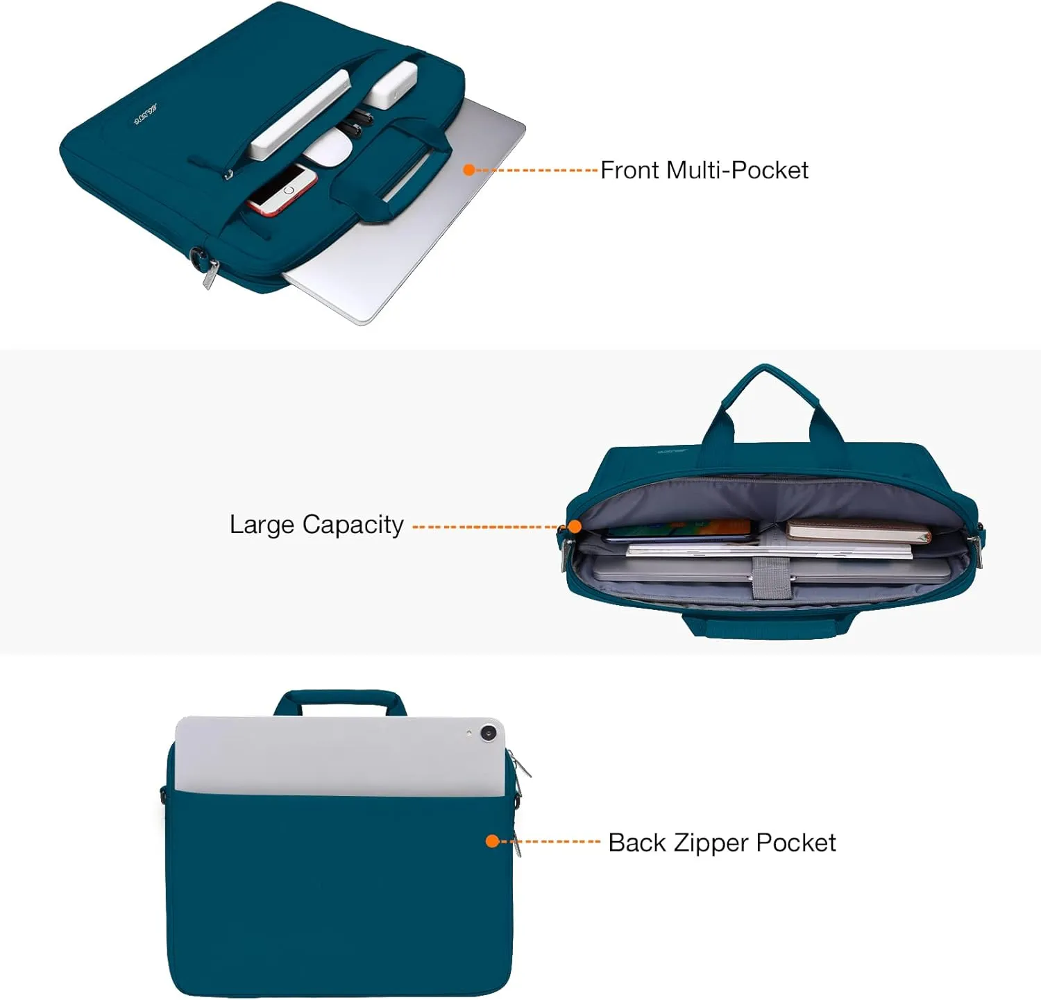 MOSISO Laptop Shoulder Messenger Bag with Adjustable Depth, Compatible with MacBook Air/Pro/14 inch - Deep Teal