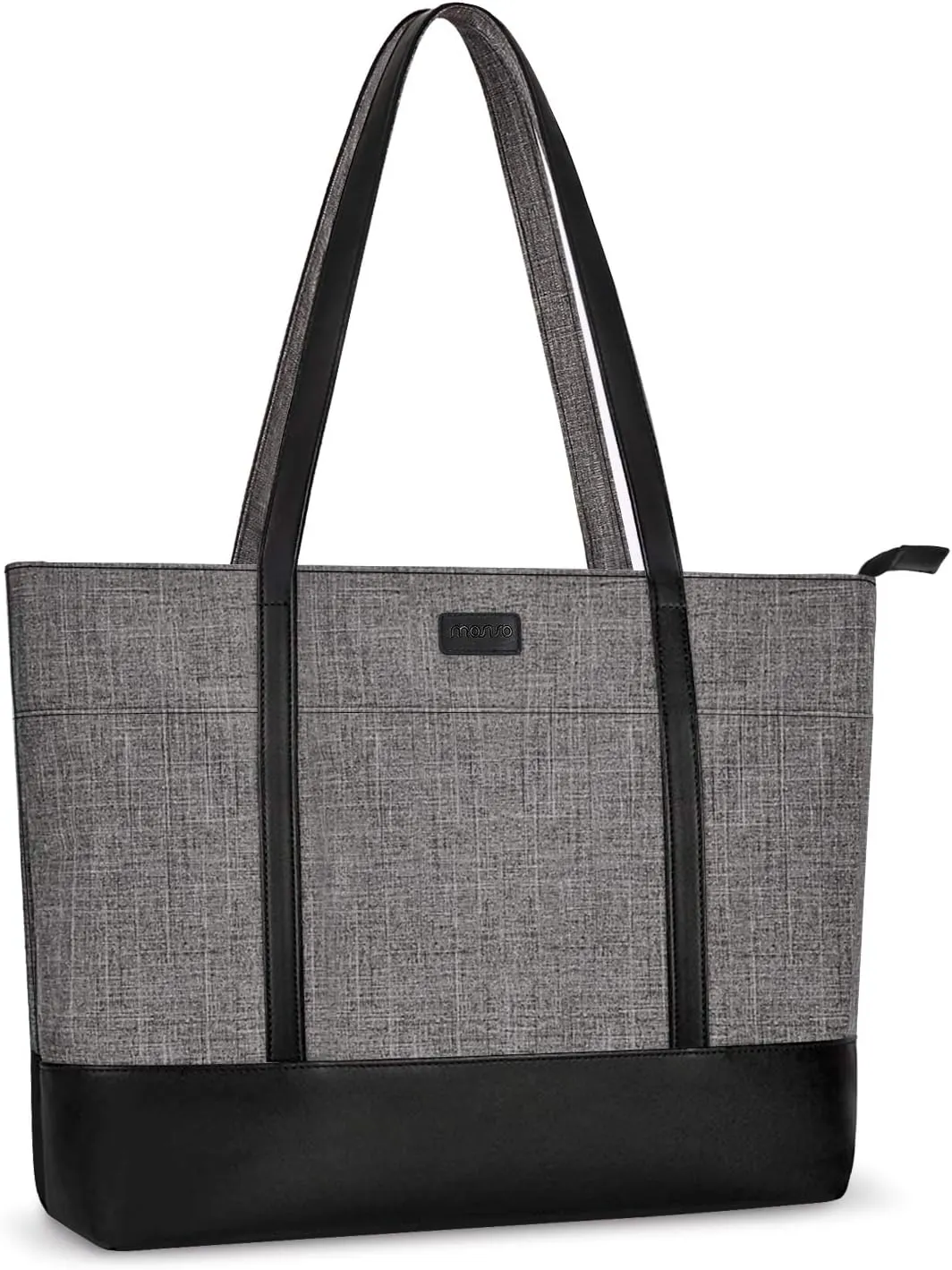 MOSISO Laptop Tote Bag for Women (15-16 inch), Polyester PU Leather Lightweight Business Travel School Bag with Front 3 Pockets