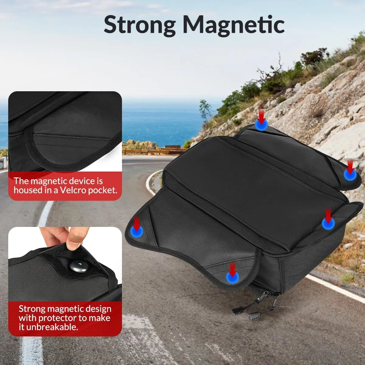 Motorcycle Tank Bag Universal Waterproof Oxford Fabric with Strong Magnetic，Magnetic Tank Bag, fits Harley Davidson, Indian, Honda, Yamaha, Suzuki and more