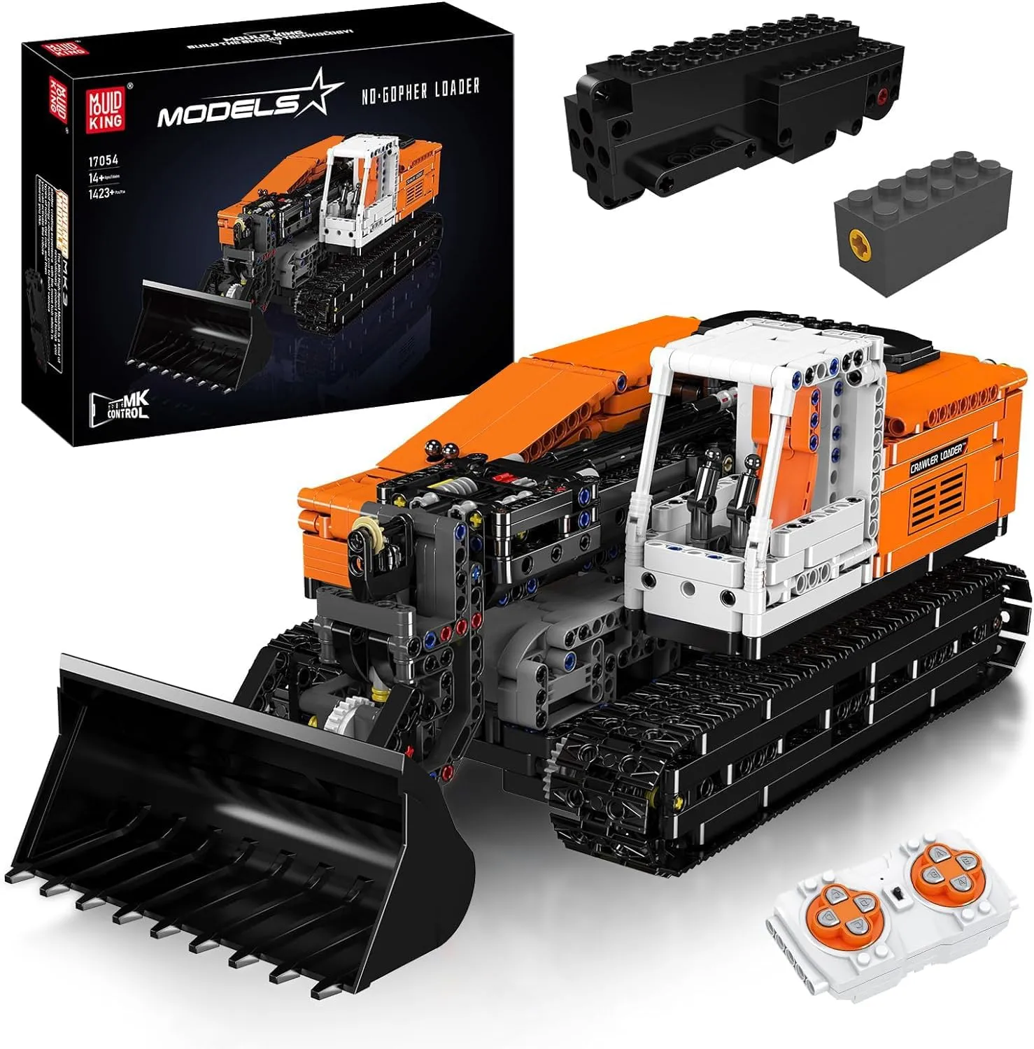 Mould King 17054 Gopher Loader Technik Building Set, App-Controlled Bulldozer Truck Construction Vehicle Toys with Engines, DIY Engineering Model Sets(1423 Pieces)