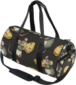 Mouse Mice Eat Cheese Gym Duffle Bag Women Men Sports Fitness Bag for Travel Workout Gymnastics Dance Ballet