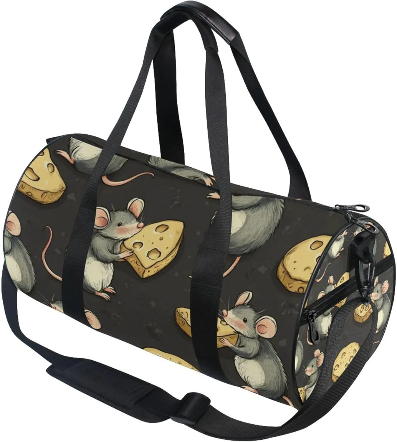Mouse Mice Eat Cheese Gym Duffle Bag Women Men Sports Fitness Bag for Travel Workout Gymnastics Dance Ballet