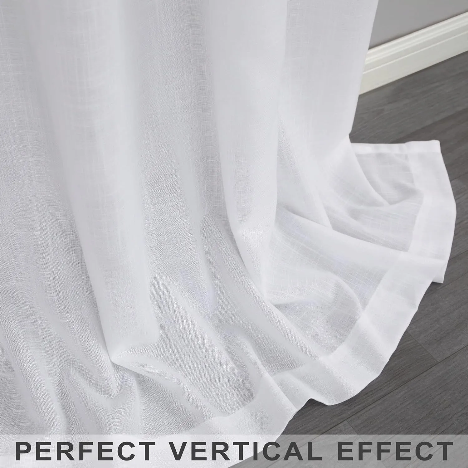 Mrs.Naturall 60 Inch Wide Curtains White for Living Room 2 Panels Pair Rod Pocket Drapes Semi Sheer Linen Extra Large Curtains for Home Office Hotel Flat Family Sunroom Loft Width 5 x 9 FT Long 60x108
