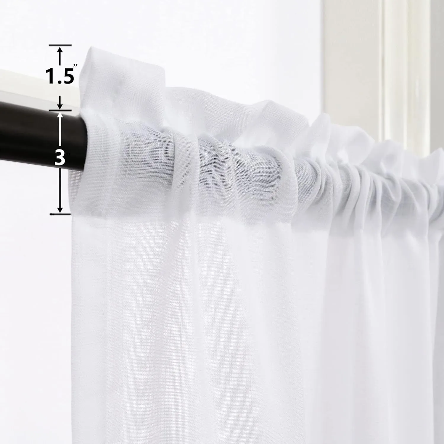Mrs.Naturall 60 Inch Wide Curtains White for Living Room 2 Panels Pair Rod Pocket Drapes Semi Sheer Linen Extra Large Curtains for Home Office Hotel Flat Family Sunroom Loft Width 5 x 9 FT Long 60x108