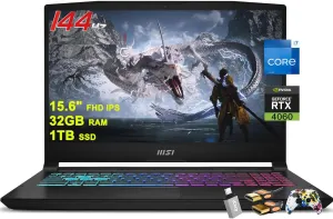 MSI Katana A15 Gaming Laptop 15.6" FHD IPS 144Hz Intel 10-Core i7-13620H (Beats i9-12900H) 32GB RAM 1TB SSD GeForce RTX 4060 8GB RGB Backlit USB-C Nahimic Win11 w/ICP Accessory