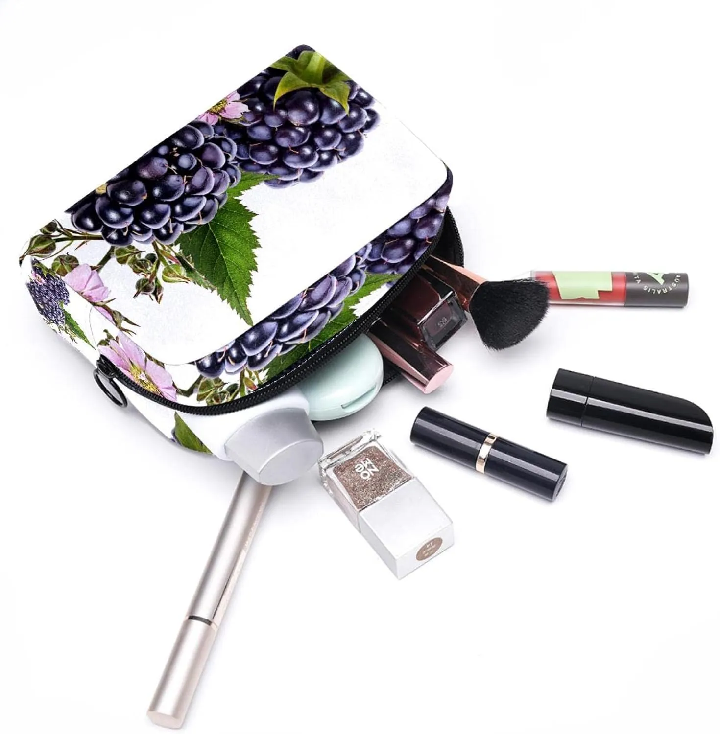 Mulberry Fruit Small Makeup Bags for Women Teen Girls, Makeup Storage Bag with Zipper Accessories Organizer Bag for Travelling