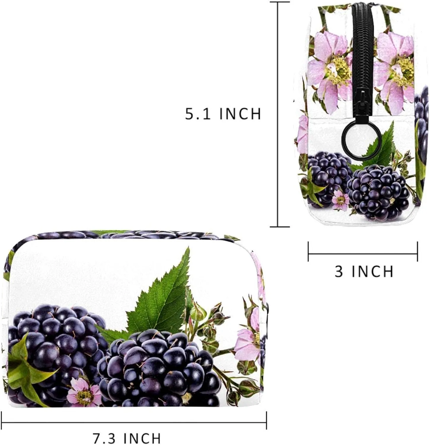 Mulberry Fruit Small Makeup Bags for Women Teen Girls, Makeup Storage Bag with Zipper Accessories Organizer Bag for Travelling
