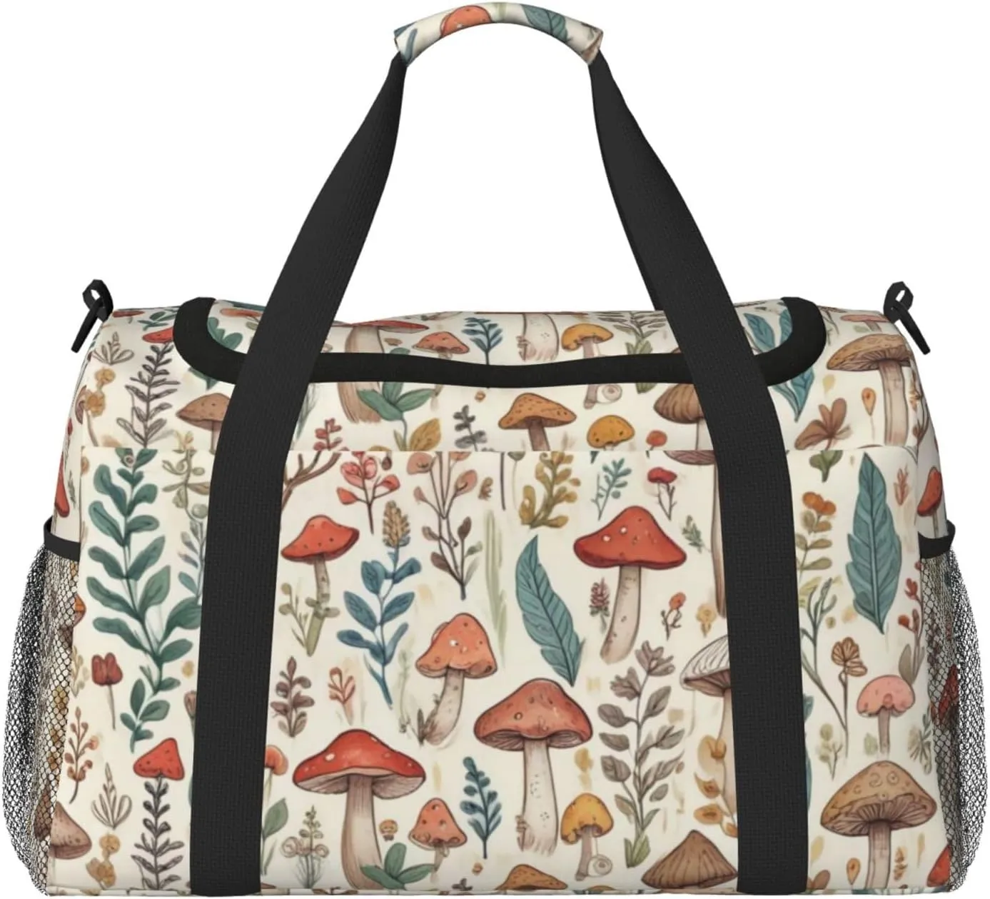 Mushroom Flora Travel Duffel Bag Tote Bag Sports Gym Bag For Women And Men