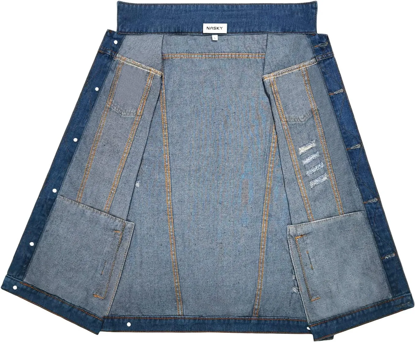 NASKY Men's Fit Retro Ripped Denim Vest Sleeveless Jean Vest and Jacket