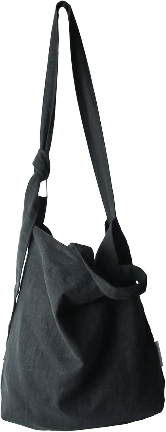 Natural hobo bag featuring top handles, an internal zip pocket and an adjustable shoulder strap (Black)