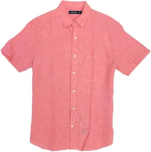 Nautica Mens Classic Fit Soft Linen Short Sleeve Shirt (as1, Alpha, l, Regular, Regular, Teaberry)