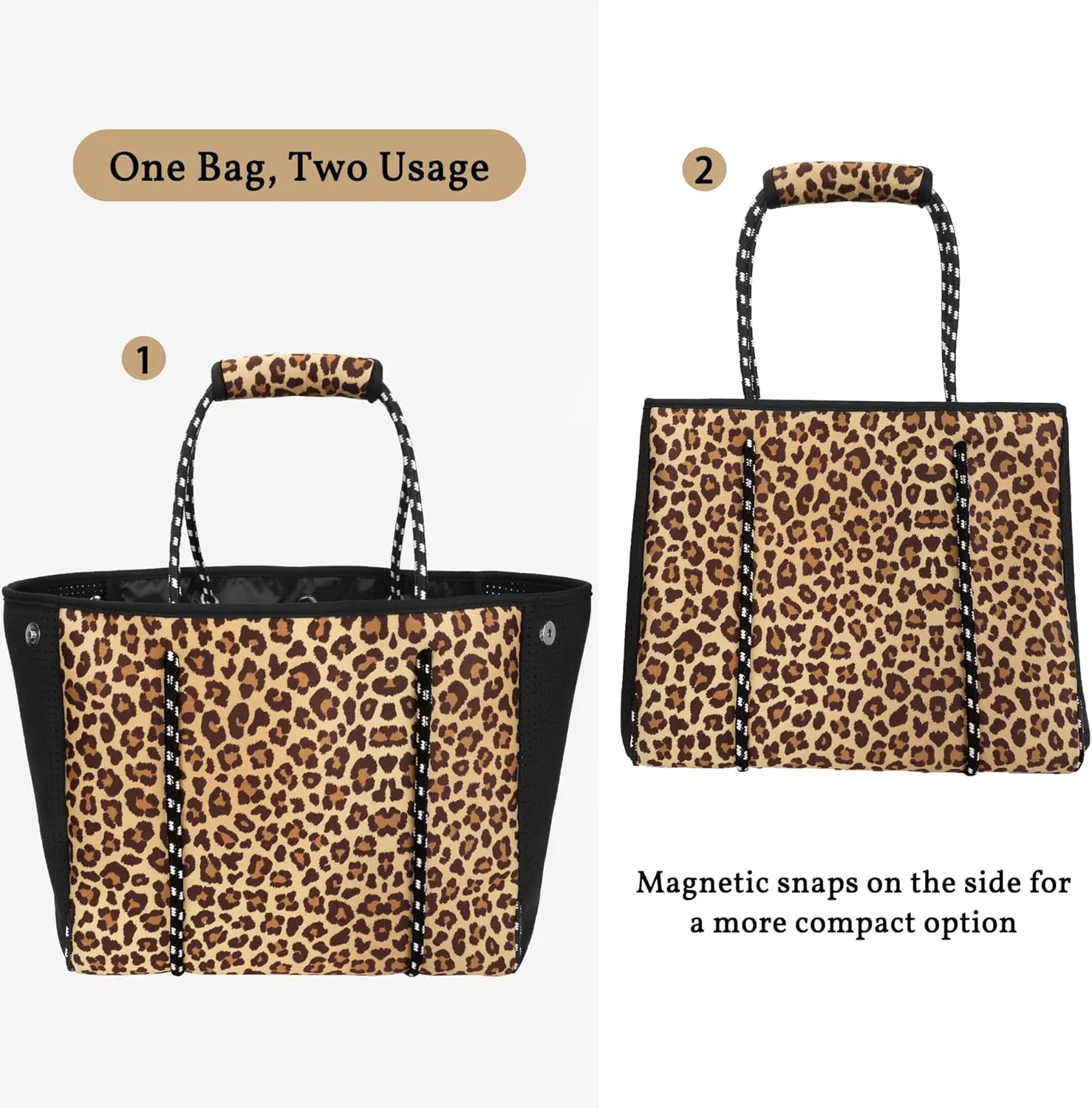 Neoprene Tote Bag - Large Travel Beach Pool Gym Handbag for Women & Men