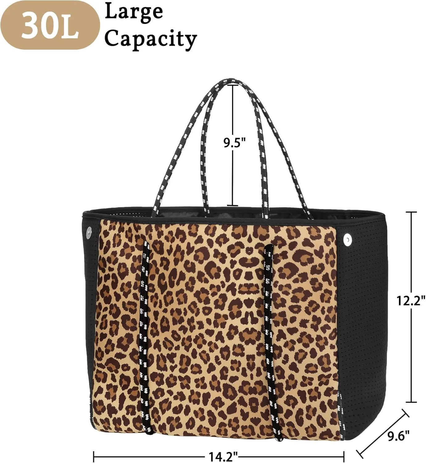 Neoprene Tote Bag - Large Travel Beach Pool Gym Handbag for Women & Men