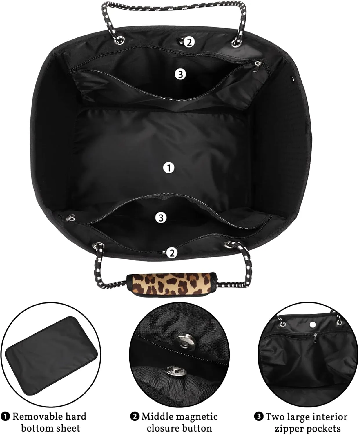 Neoprene Tote Bag - Large Travel Beach Pool Gym Handbag for Women & Men