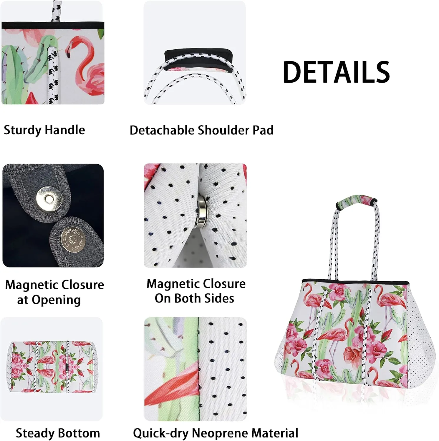 Neoprene Tote Bag Summer Beach Bag Travel Shoulder Bag Waterproof Pool Bag for Women & Men