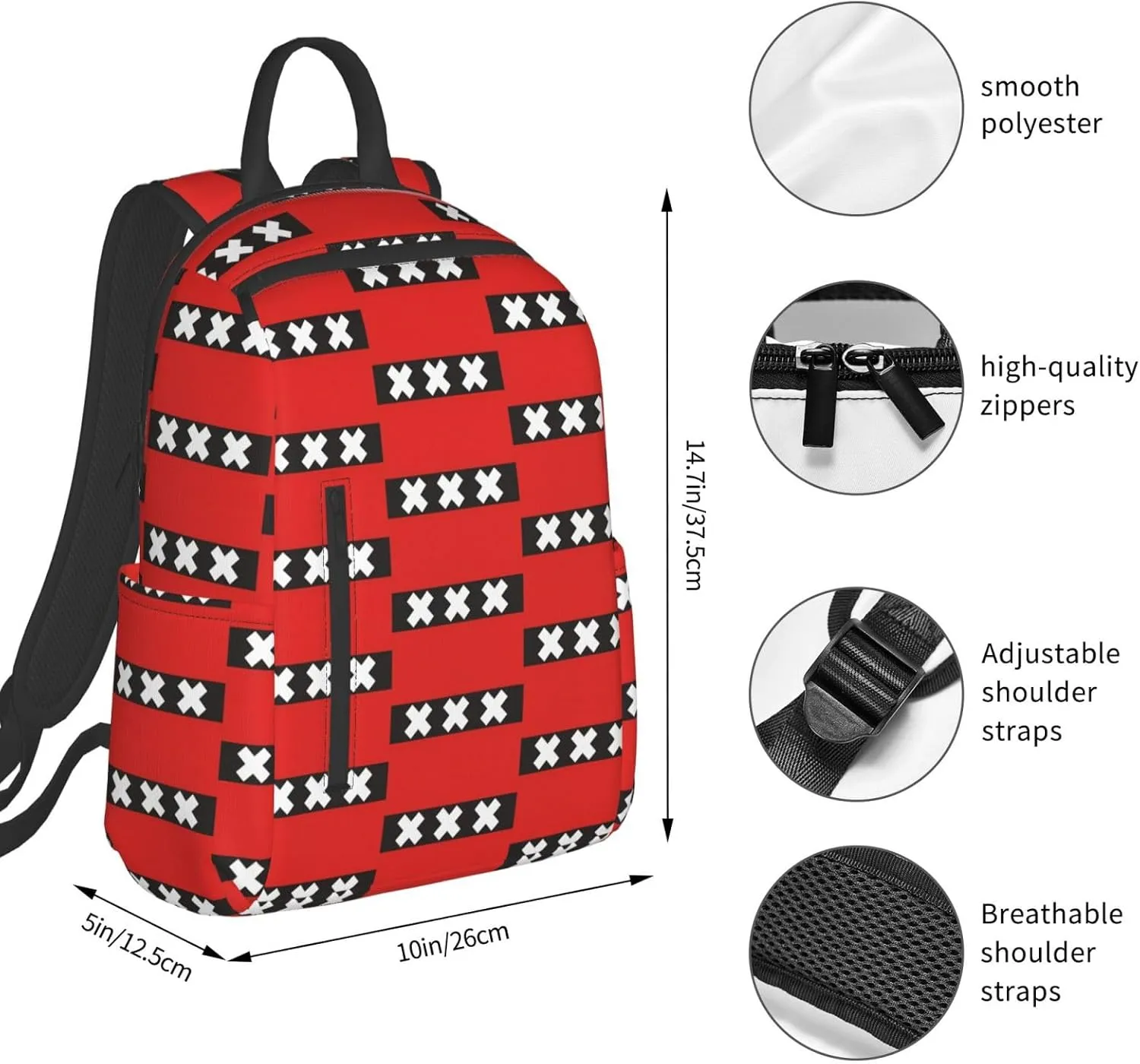 Netherlands Holland Flag Casual Backpacks Large Capacity Laptop Backpack Sports Fitness Rucksack Travel Carry-On Daypack Work Bag for Outdoor Camping