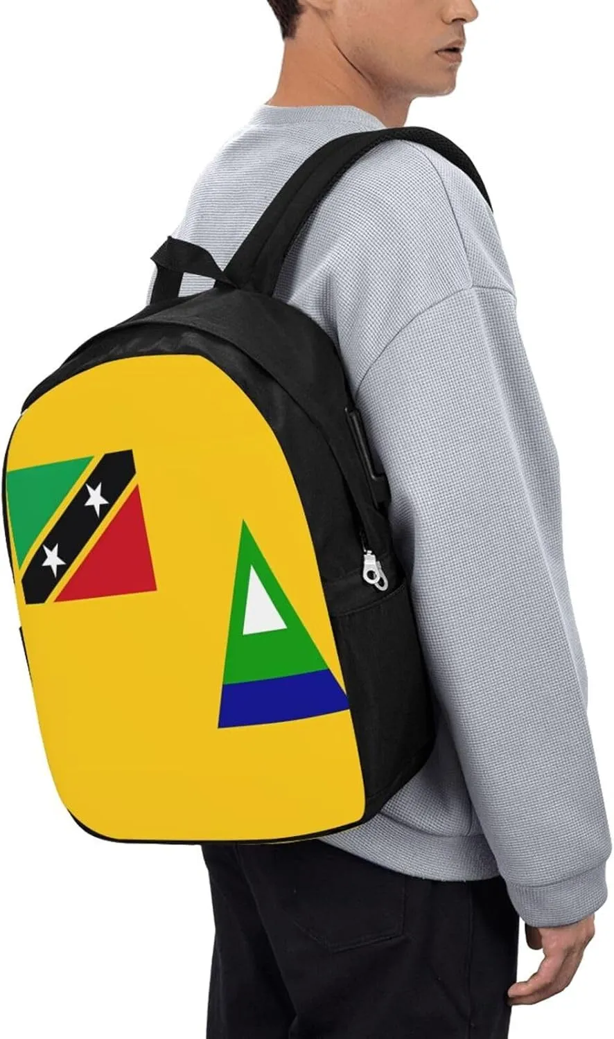Nevis St. Kitts Flag Laptop Backpacks Travel Backpack Casual Business Daypack Sport Rucksack Computer Bag Fits up to 17 Inch Notebook with USB Port