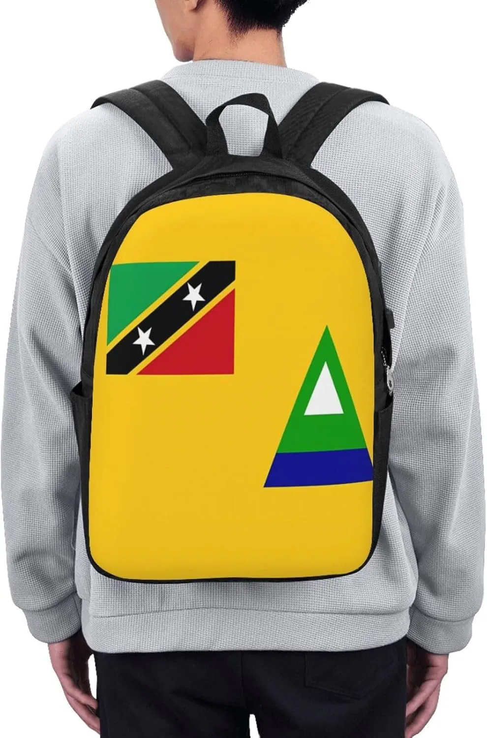 Nevis St. Kitts Flag Laptop Backpacks Travel Backpack Casual Business Daypack Sport Rucksack Computer Bag Fits up to 17 Inch Notebook with USB Port