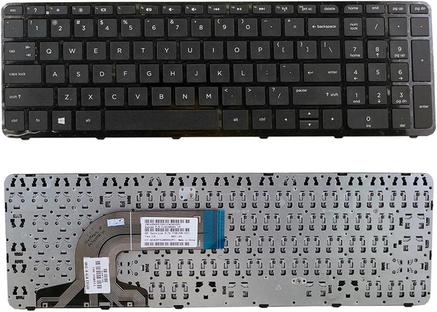 New Laptop Keyboard with Frame Replacement for HP Pavilion 15-E 15-G 15-N 15-R 15-S Series 719853-001 749658-001, US Layout Black Color