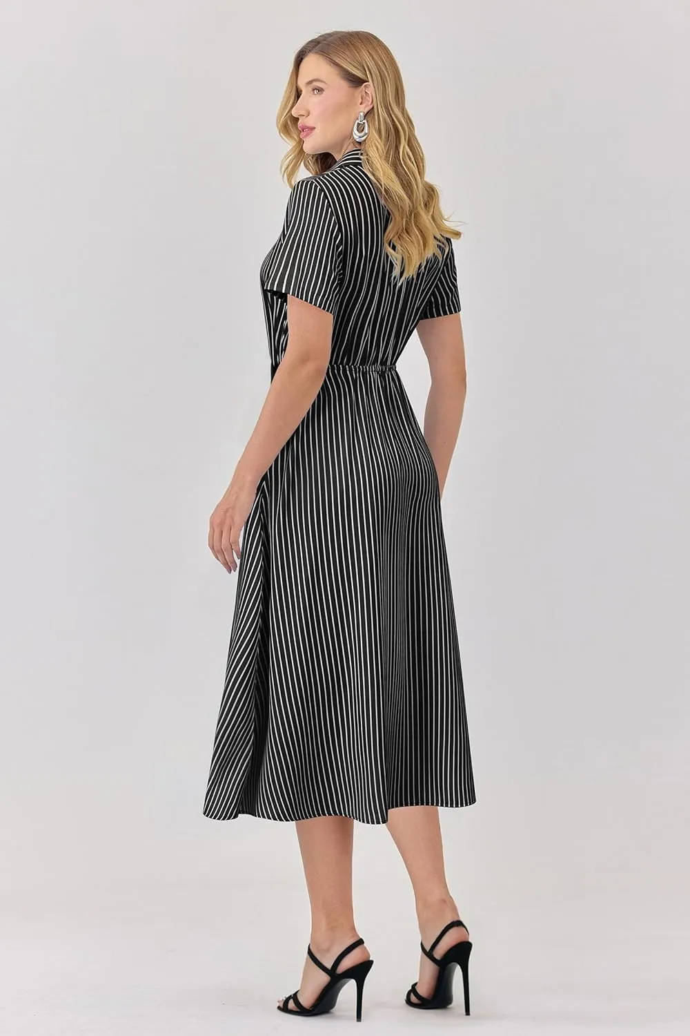 Newshows Womens Wear to Work Long Dresses Tie Waist Shirt Dress Business Casual Outfits Office Attire with Pockets